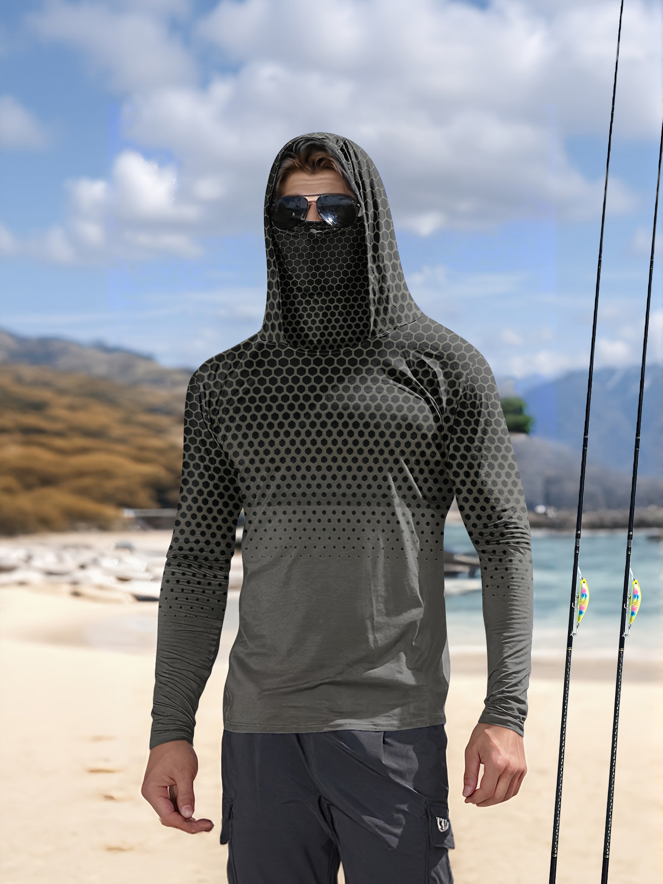Fishing Mask Sun Protection - Erkek Yazlık UPF50+ Balıkçı Kapüşonlu Üstü