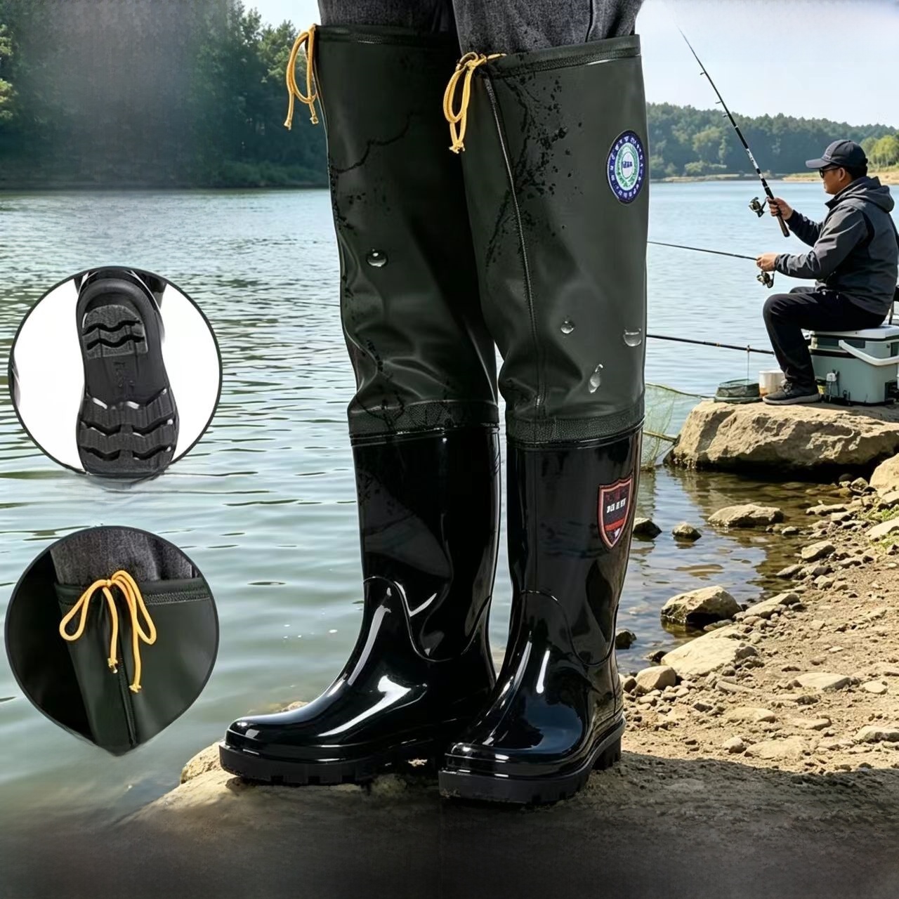 Fishing Rain Suit - Kalınlaştırılmış Diz Üstü Yağmur Botları Erkek