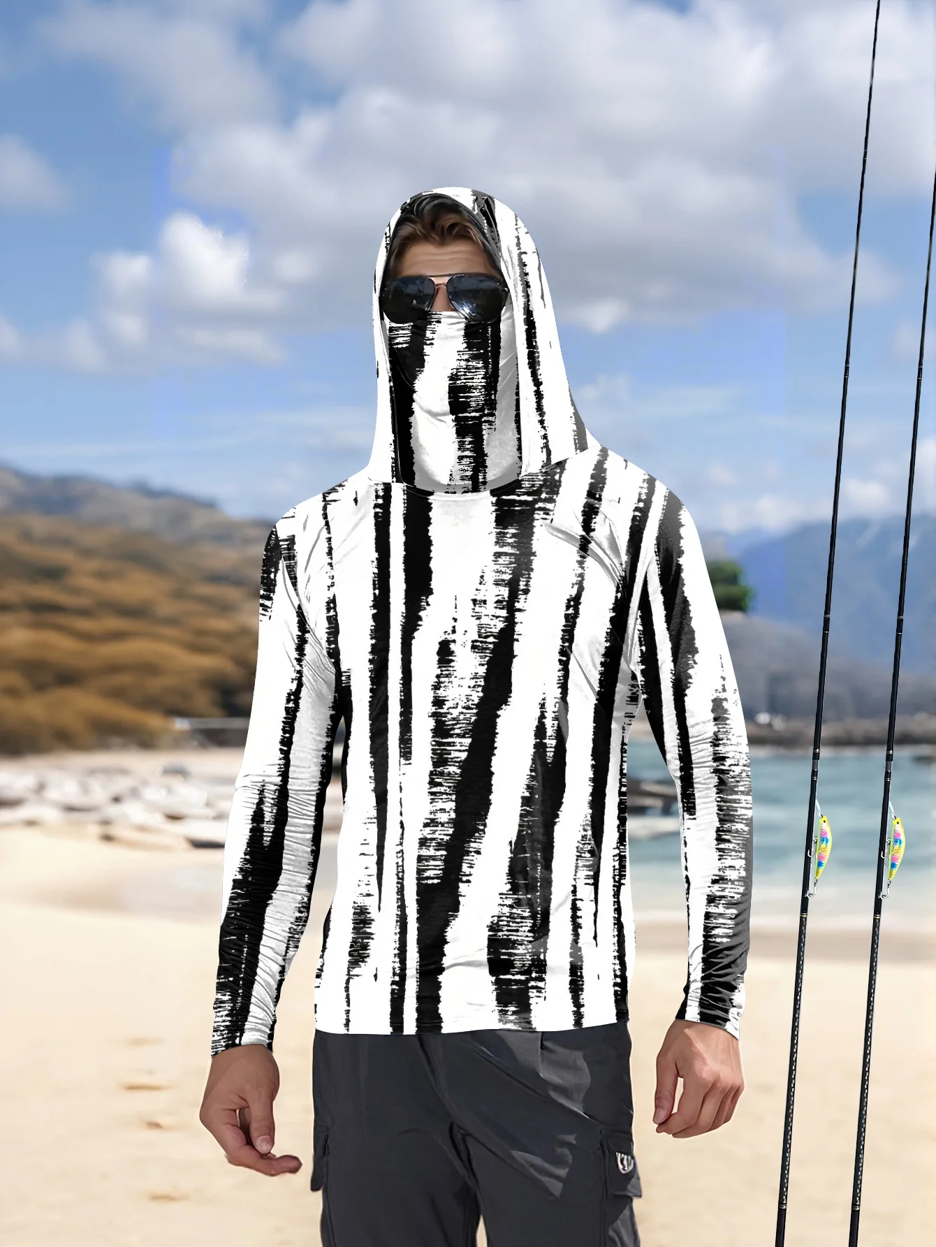 Erkek Siyah-Beyaz Çizgili Balı - Fishing Mask Sun Protection incelemesi ve fiyatı