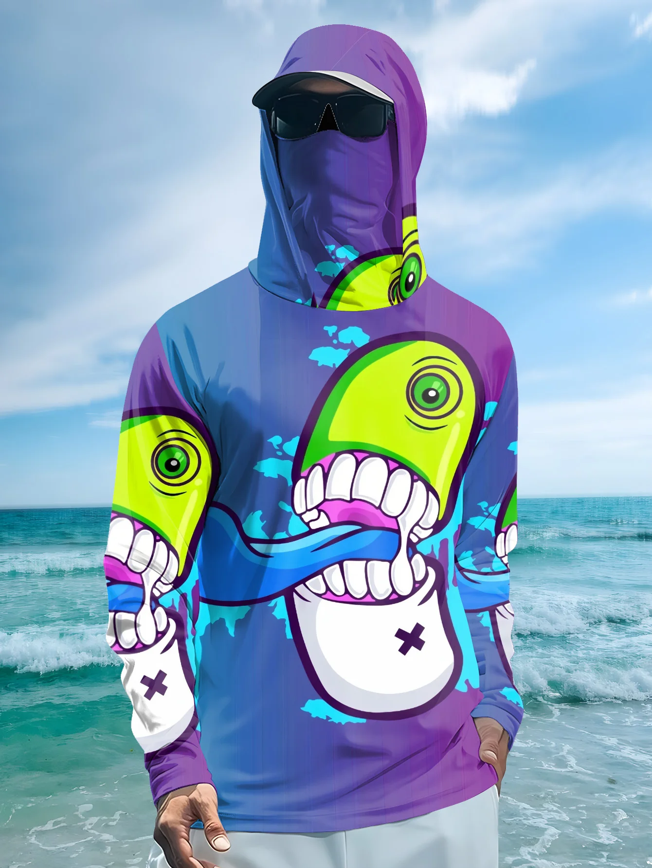 Erkekler için Karikatür Desenl - Fishing Mask Sun Protection incelemesi ve fiyatı